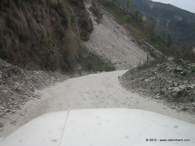 Back on the bumpy mountain road in Nepal - Not the best therapy for my hurt back...